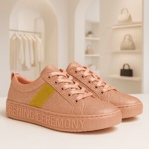 Opening Ceremony Pink and Gold GLITTER Sneakers with changing Laces